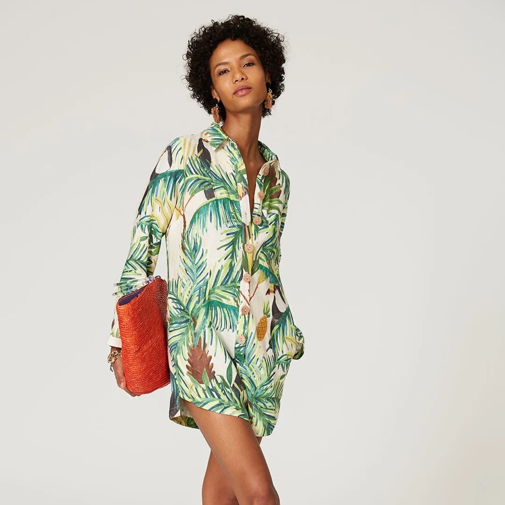 FARM Rio Cream and Green Tropical Jumpsuit